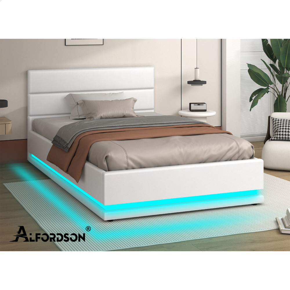 ALFORDSON Bed Frame Queen Double King Single RGB LED Gas Lift Storage Base - Picture 181 of 301