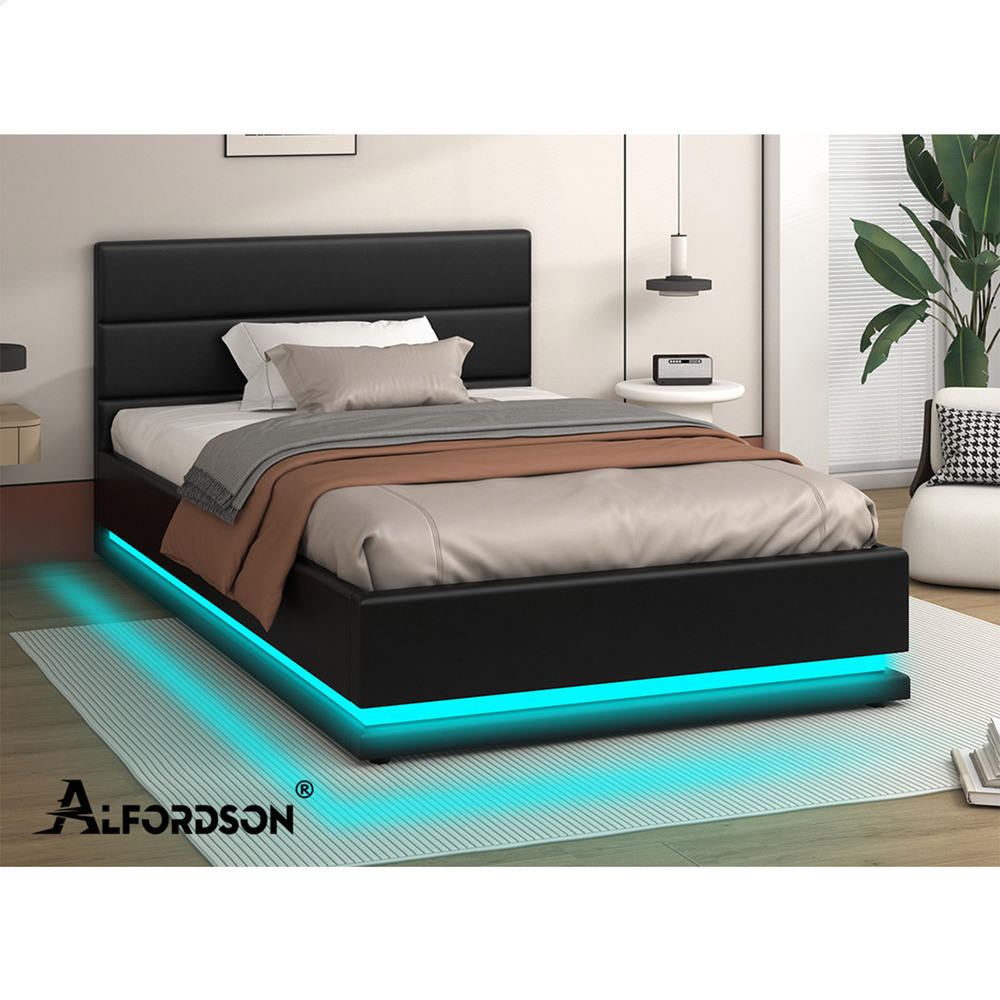 ALFORDSON Bed Frame Queen Double King Single RGB LED Gas Lift Storage Base - Picture 289 of 301