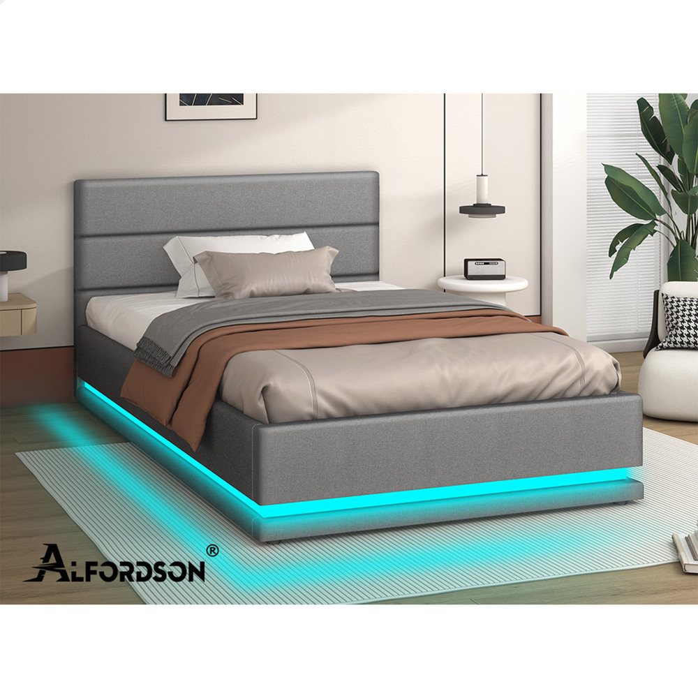 ALFORDSON Bed Frame Queen Double King Single RGB LED Gas Lift Storage Base - Picture 277 of 301