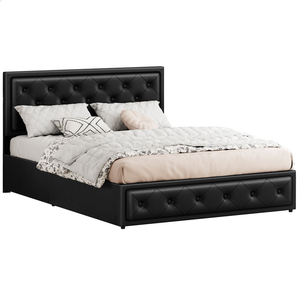 ALFORDSON Bed Frame Double Queen King RGB LED Gas Lift Storage Base Leather - Picture 530 of 1,903