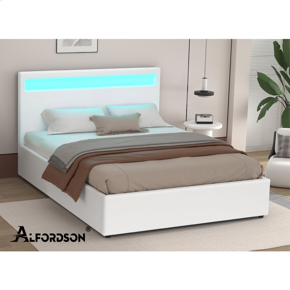 ALFORDSON Bed Frame Double Queen King RGB LED Gas Lift Storage Base - Picture 49 of 145