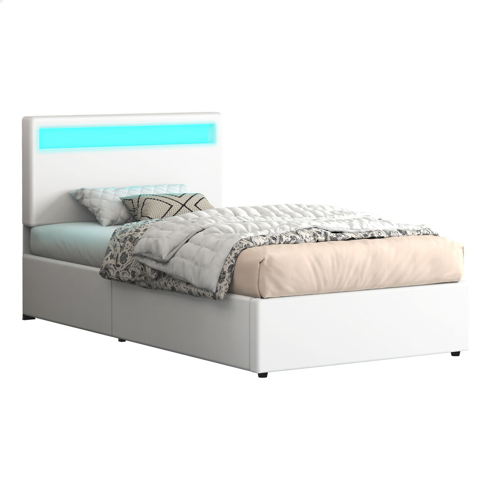ALFORDSON Bed Frame Double Queen King RGB LED Gas Lift Storage Base Leather - Picture 1,033 of 1,903