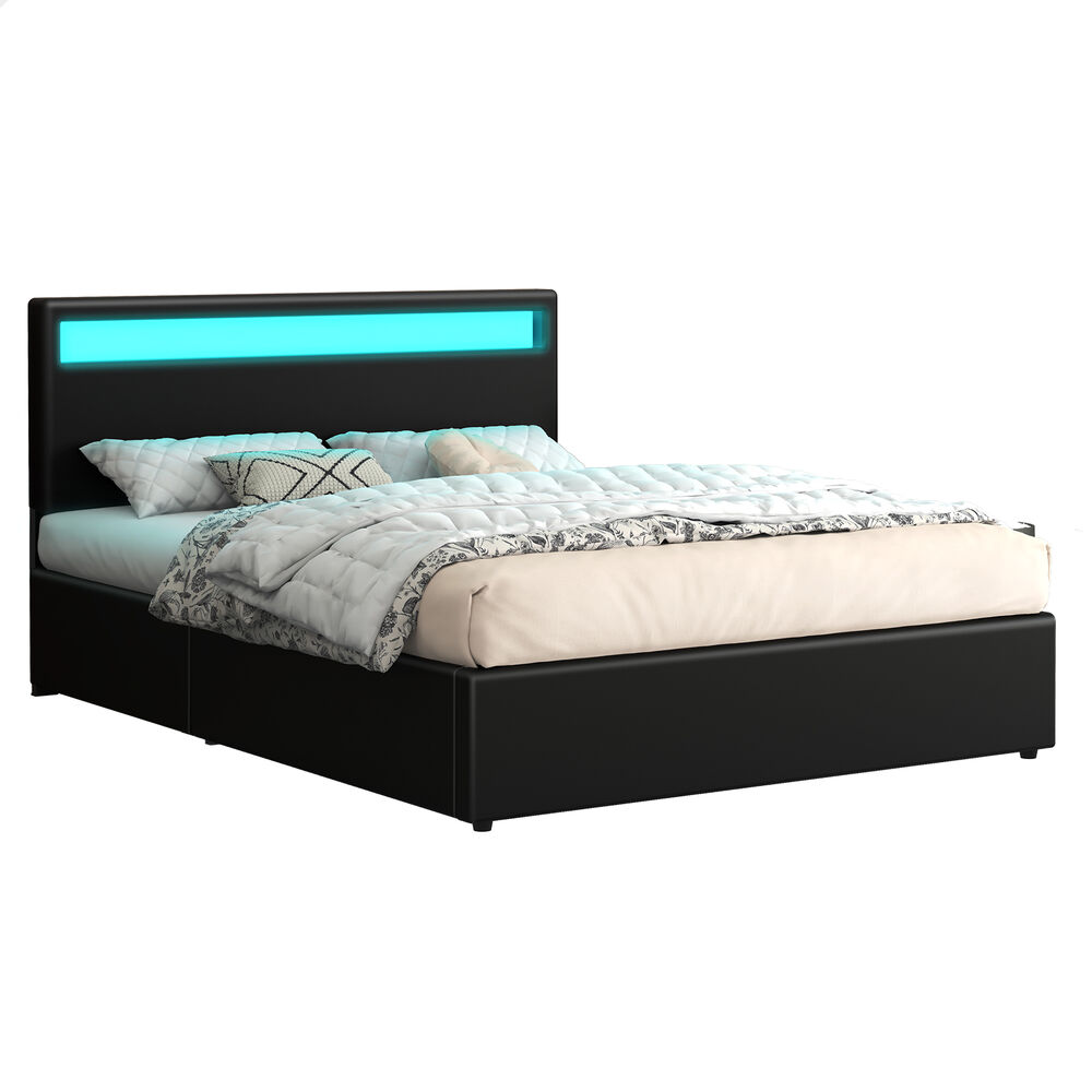 ALFORDSON Bed Frame Double Queen King Single RGB LED Gas Lift Storage Base - Picture 82 of 225