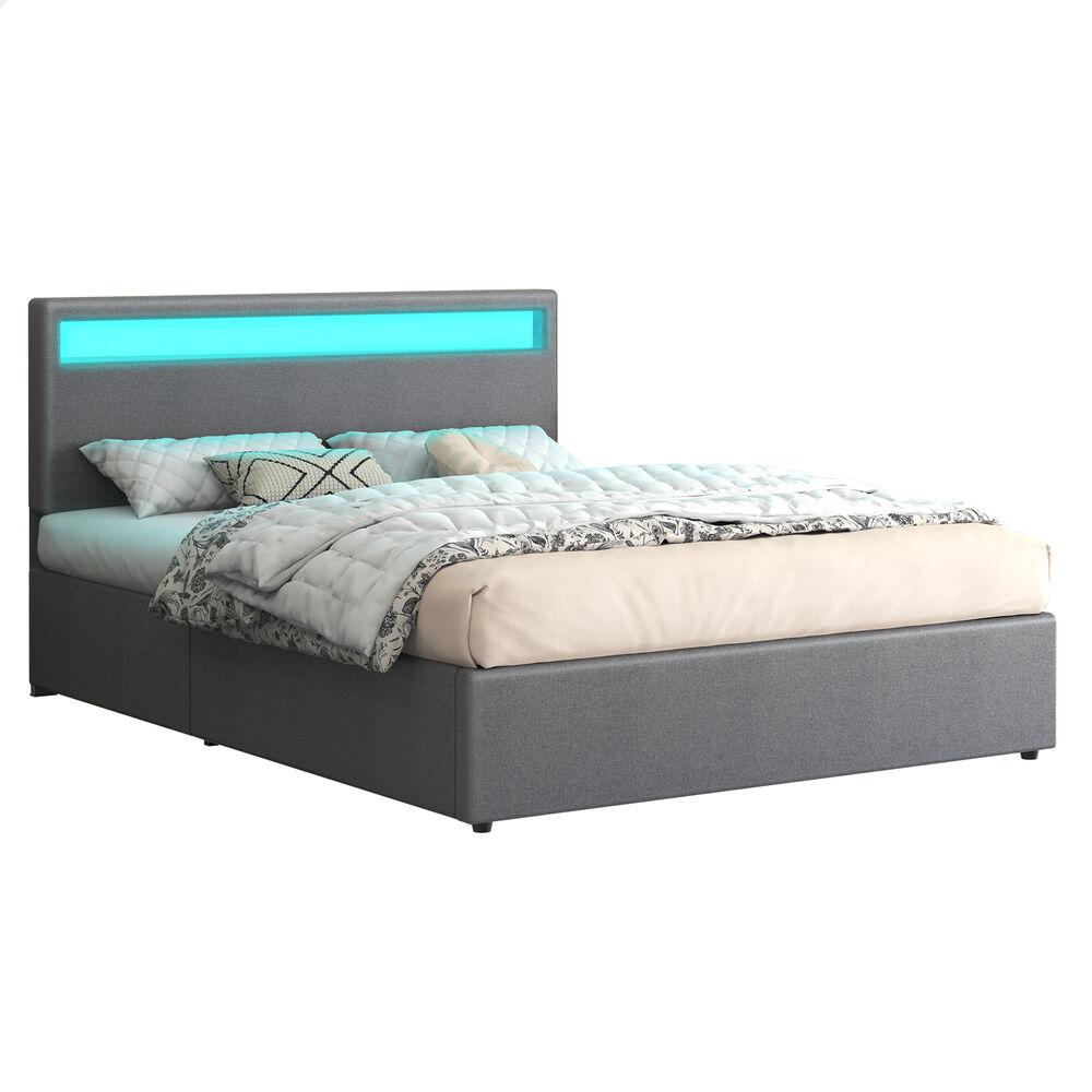 ALFORDSON Bed Frame Double Queen King Single RGB LED Gas Lift Storage Base - Picture 71 of 225
