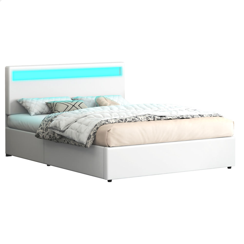 ALFORDSON Bed Frame Double Queen King Single RGB LED Gas Lift Storage Base - Picture 93 of 225