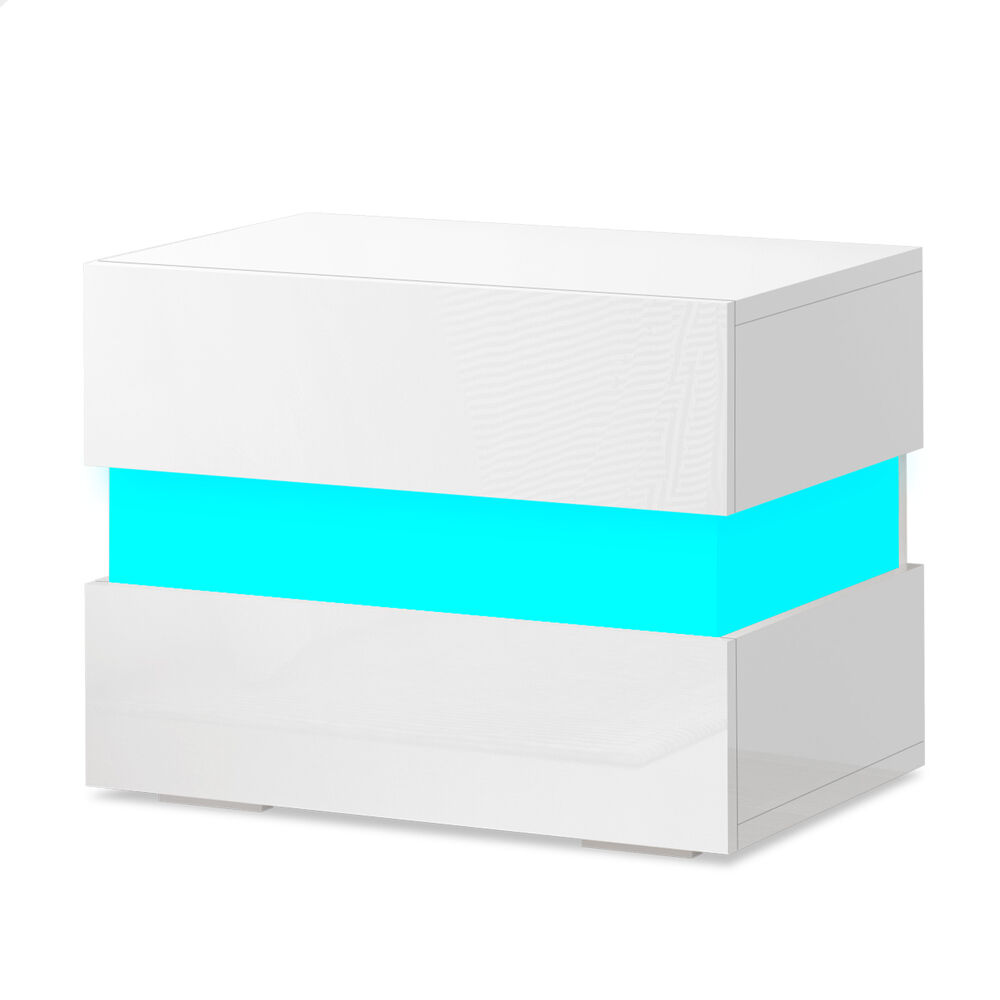 ALFORDSON Bedside Table RGB LED Nightstand 2/3 Drawers 4 Side High Gloss - Picture 46 of 111