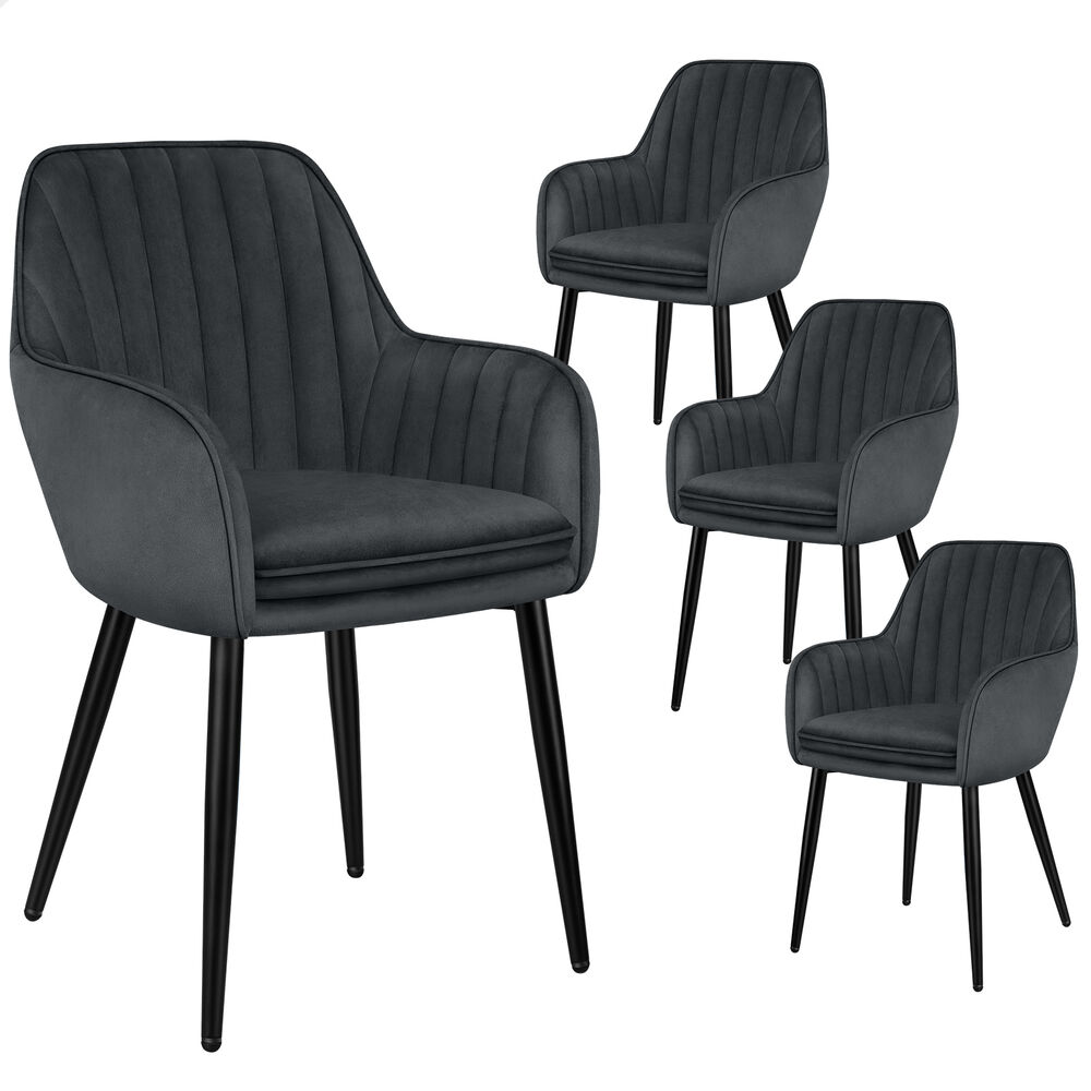 ALFORDSON 2/4x Armchair Dining Chair Kitchen Accent Sofa Couch Granular Velvet - Picture 68 of 90