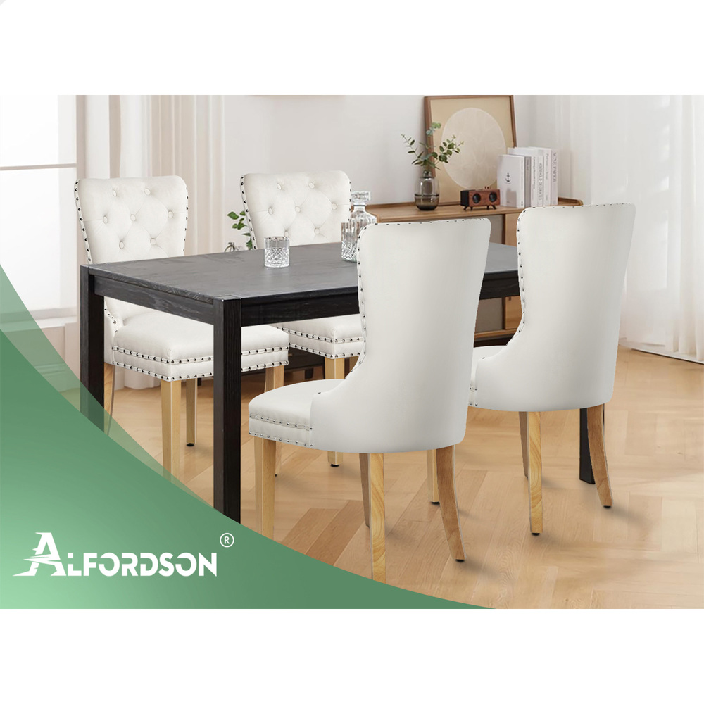 ALFORDSON 2x/4x Dining Chair Kitchen Padded Diamond Tufted Velvet Leather Fabric - Picture 54 of 114