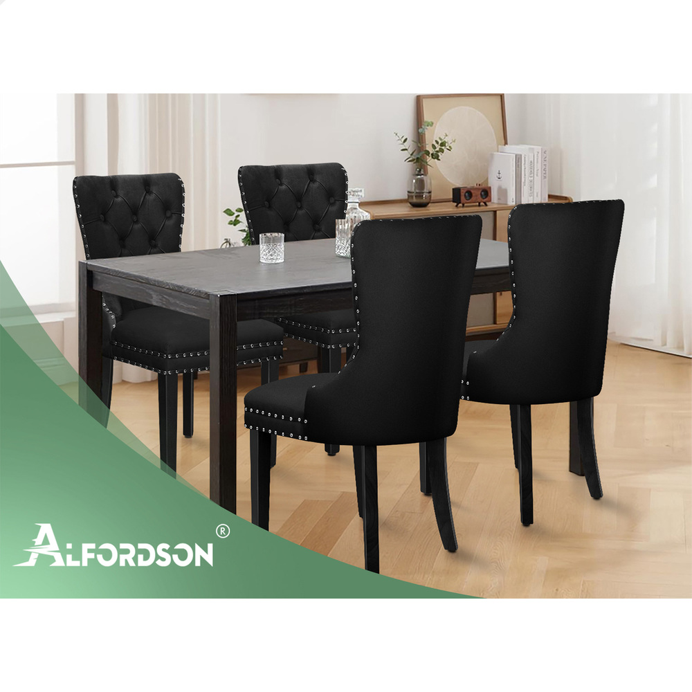 ALFORDSON 2x/4x Dining Chair Kitchen Padded Diamond Tufted Velvet Leather Fabric - Picture 78 of 114