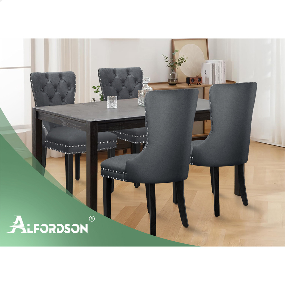 ALFORDSON 2x/4x Dining Chair Kitchen Padded Diamond Tufted Velvet Leather Fabric - Picture 102 of 114