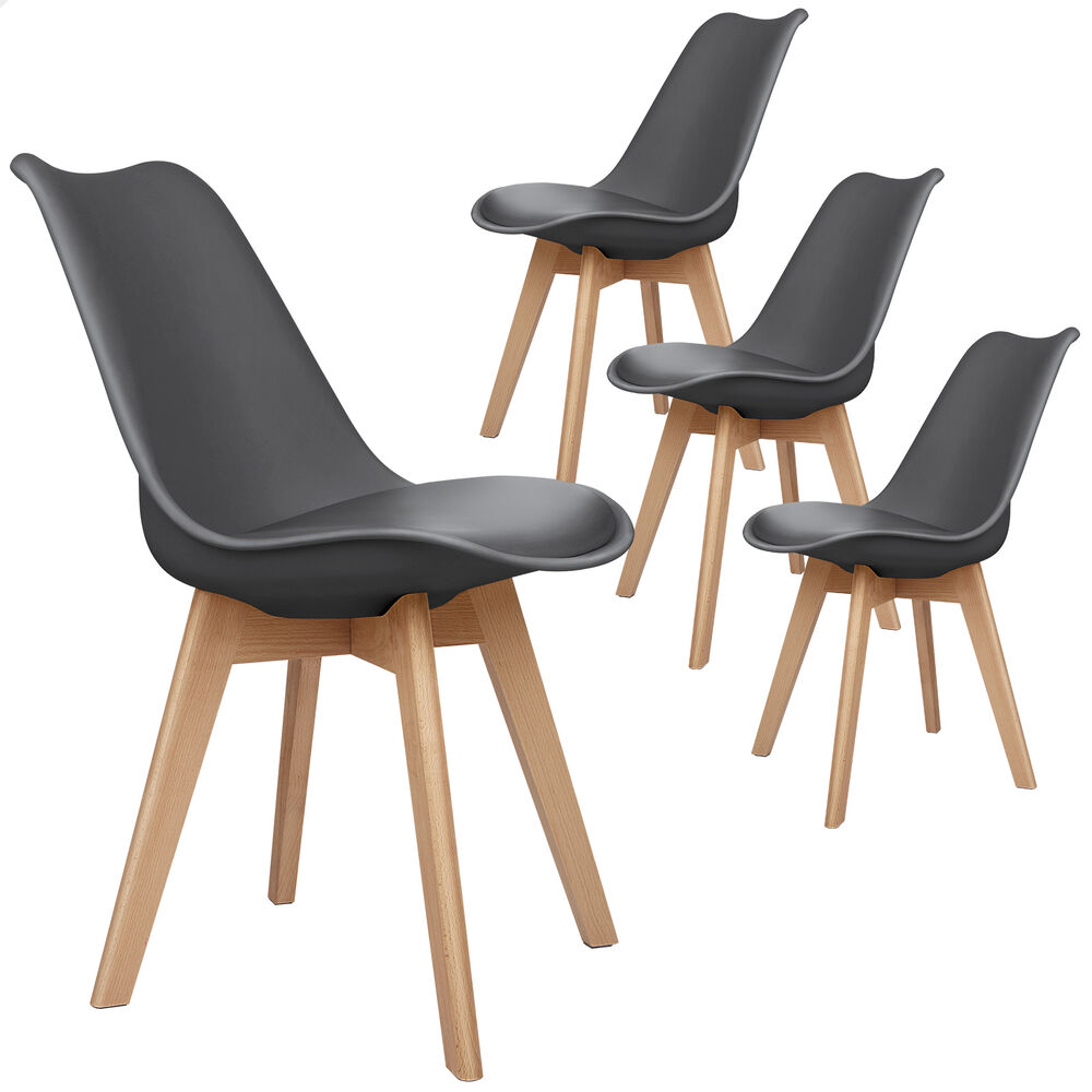 ALFORDSON 4x Dining Chairs Padding Retro PU Leather Kitchen Lounge Cafe Wooden - Picture 48 of 82