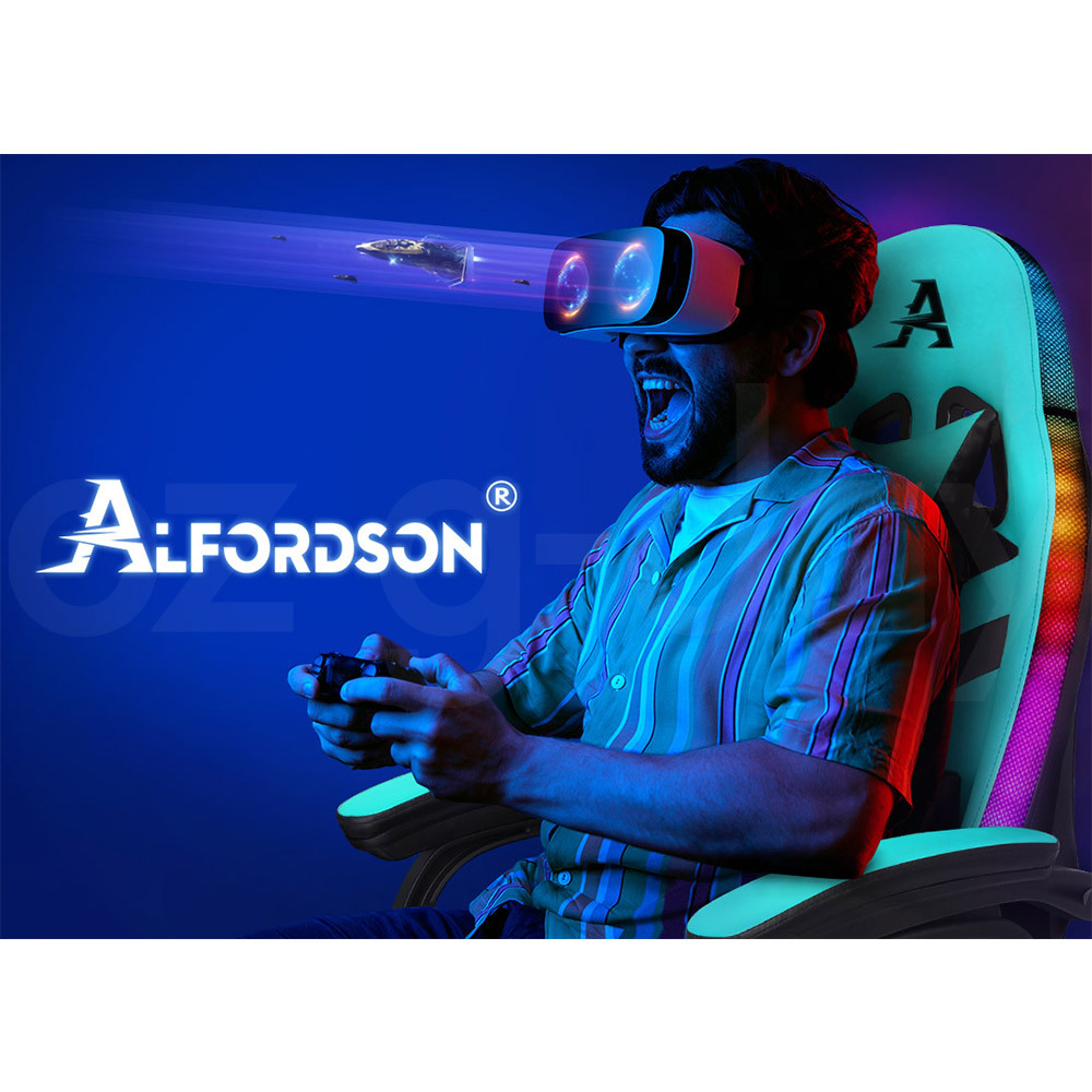 ALFORDSON Gaming Office Chair Massage Racing 12 RGB LED Computer Work Seat - Picture 29 of 267
