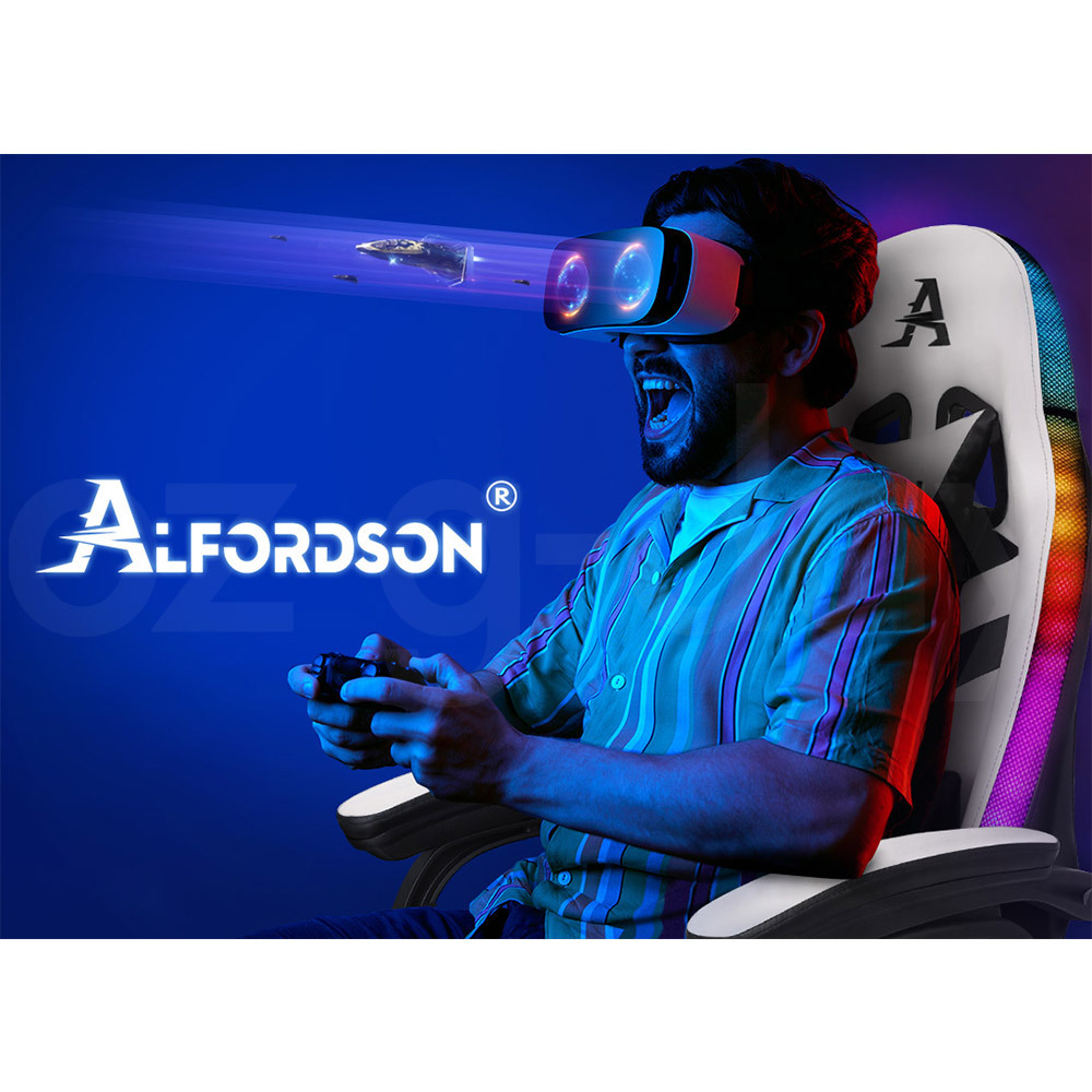 ALFORDSON Gaming Office Chair Massage Racing 12 RGB LED Computer Work Seat - Picture 53 of 267