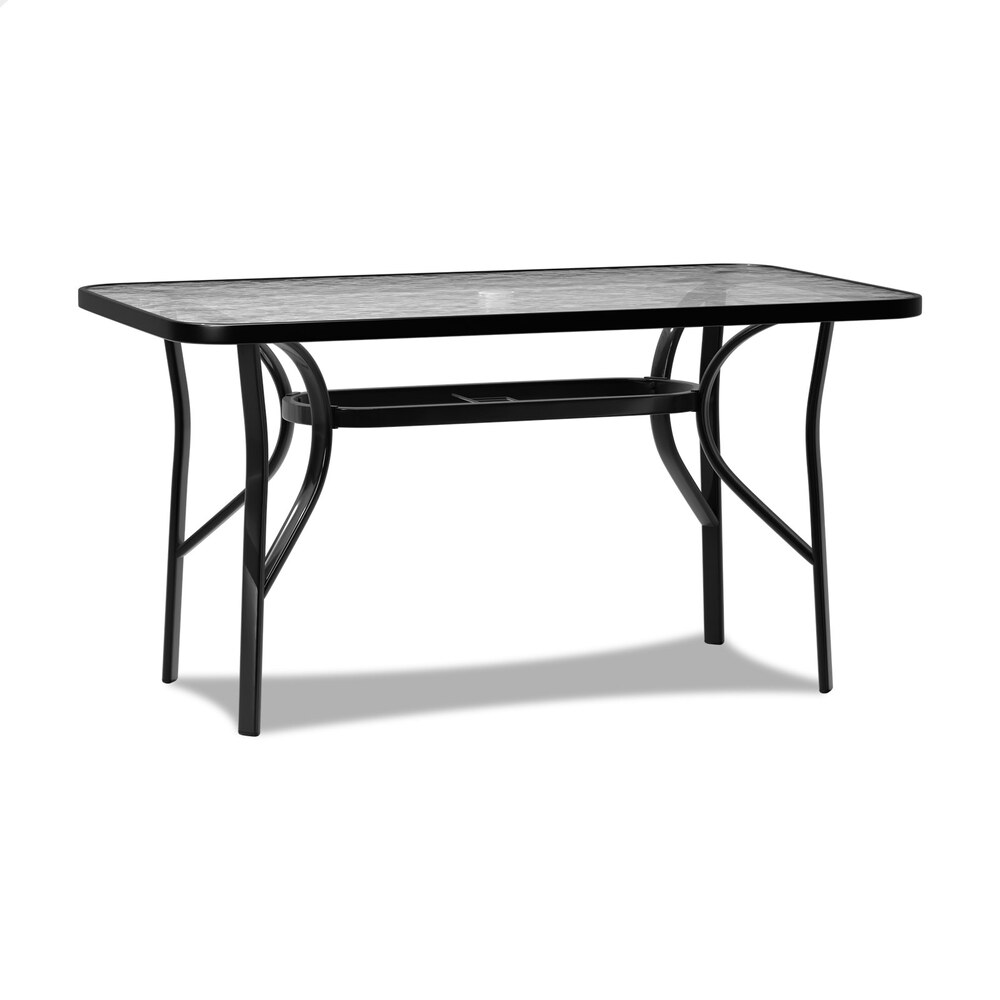 ALFORDSON Outdoor Furniture Patio Dining Table Garden Glass Black Grey Coffee - Picture 24 of 84