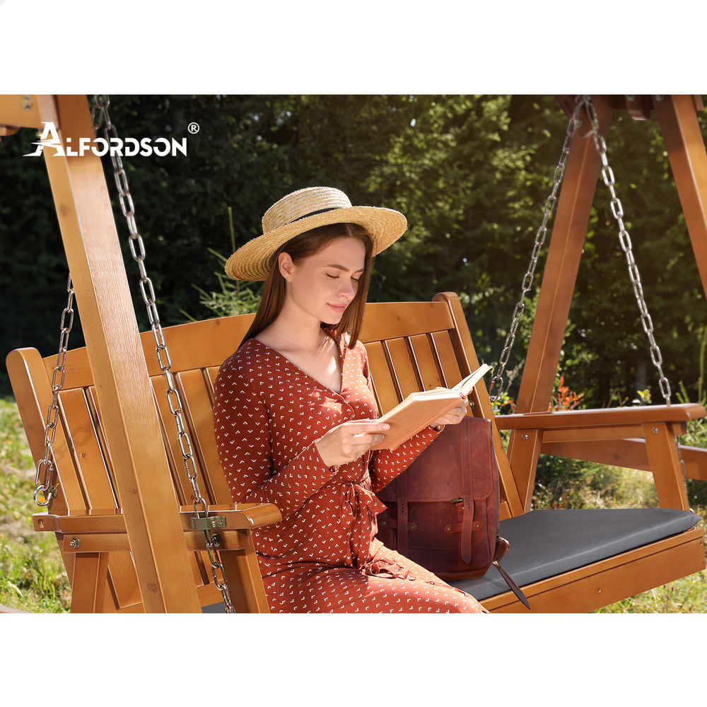 ALFORDSON Swing Chair Outdoor Furniture Wooden Garden Patio Bench Seat Canopy - Picture 54 of 54