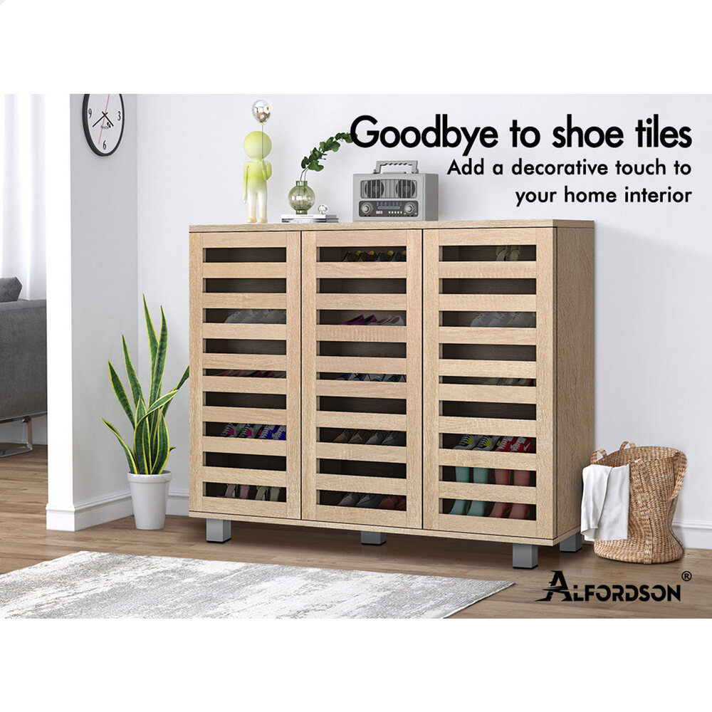 ALFORDSON Shoe Cabinet Storage Rack Drawer Organiser Shelf 21/30 Pairs Wood - Picture 80 of 92