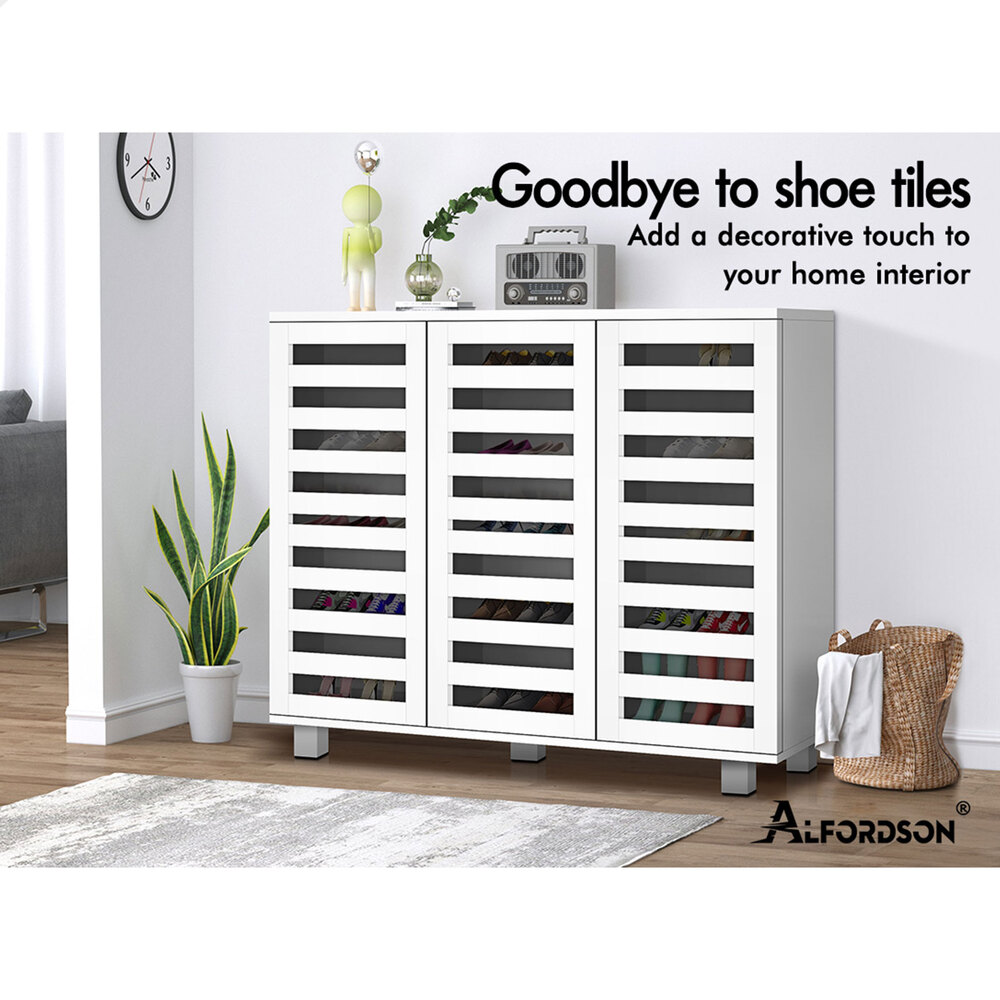 ALFORDSON Shoe Cabinet Storage Rack Drawer Organiser Shelf 21/30 Pairs Wood - Picture 92 of 92