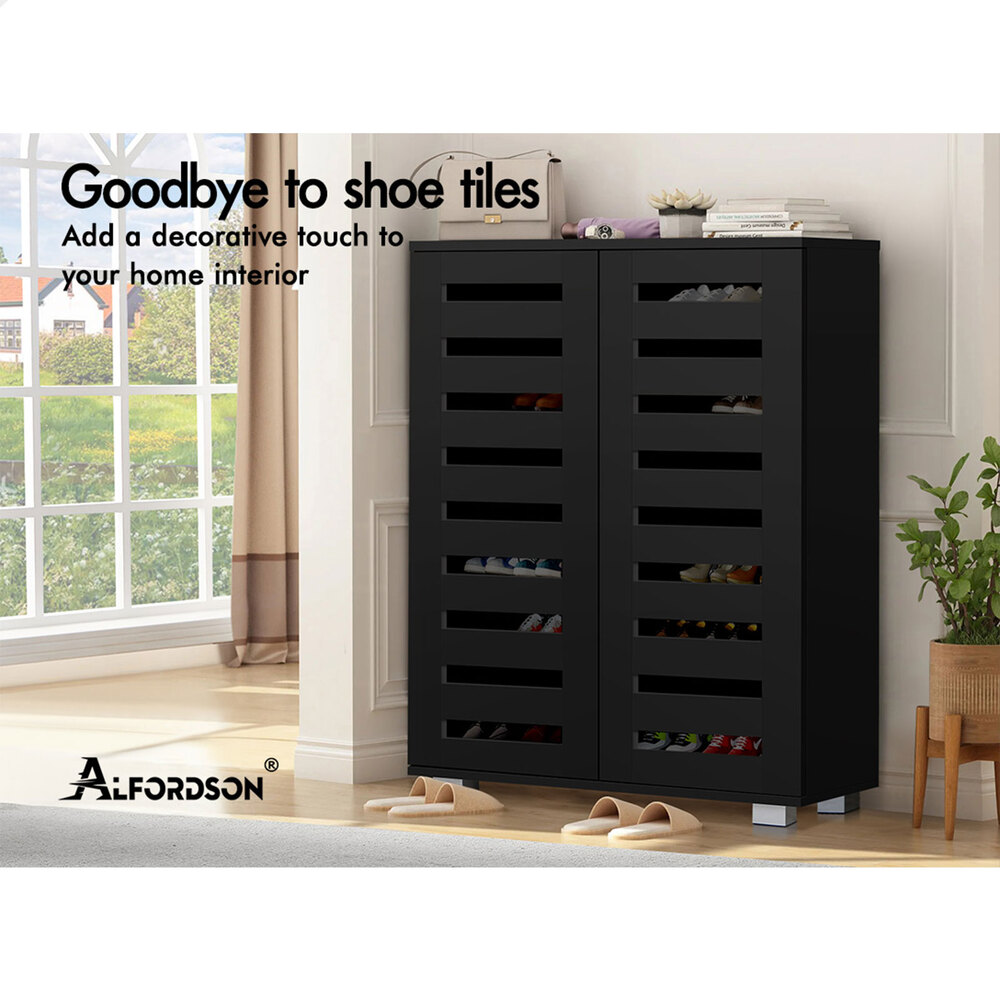 ALFORDSON Shoe Cabinet Storage Rack Drawer Organiser Shelf 21/30 Pairs Wood - Picture 20 of 92