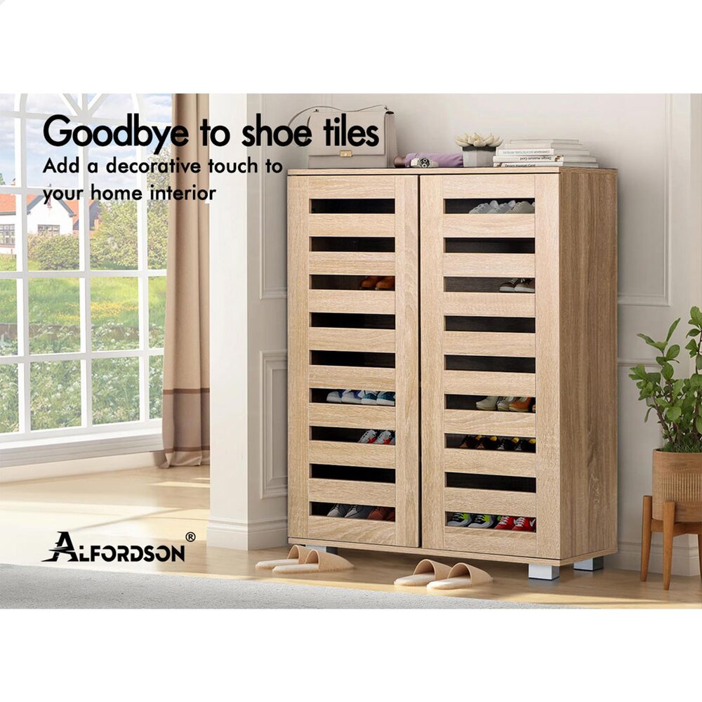 ALFORDSON Shoe Cabinet Storage Rack Drawer Organiser Shelf 21/30 Pairs Wood - Picture 44 of 92