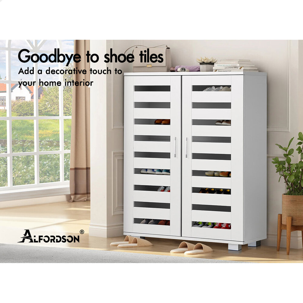 ALFORDSON Shoe Cabinet Storage Rack Drawer Organiser Shelf 21/30 Pairs Wood - Picture 32 of 92