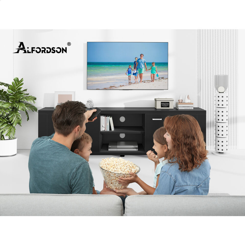 ALFORDSON TV Cabinet Entertainment Unit Stand Storage Shelf 160cm Black - Picture 24 of 48