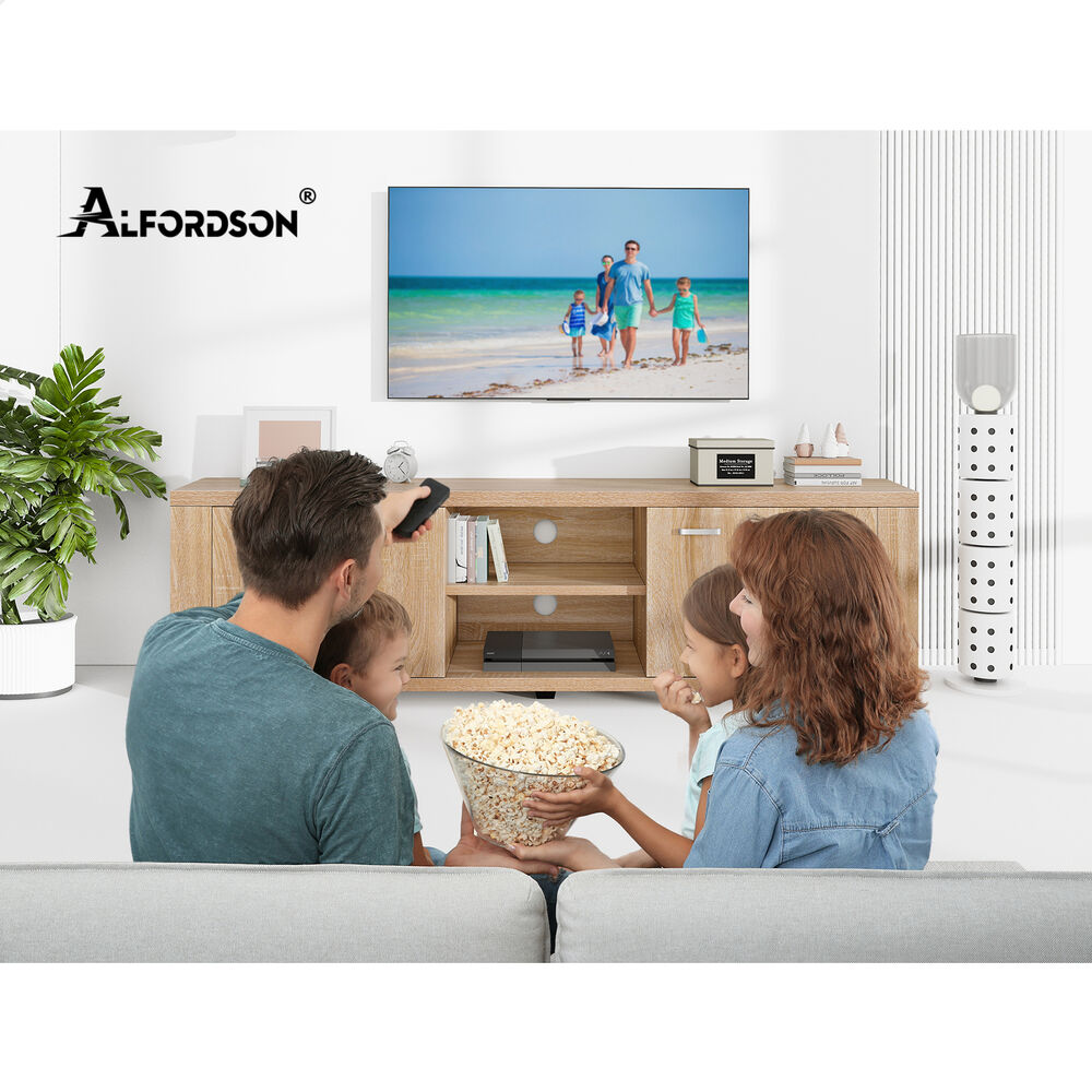 ALFORDSON TV Cabinet Entertainment Unit Stand Storage Shelf 160cm Black - Picture 36 of 48