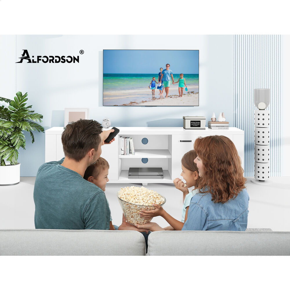 ALFORDSON TV Cabinet Entertainment Unit Stand Storage Shelf 160cm Black - Picture 48 of 48