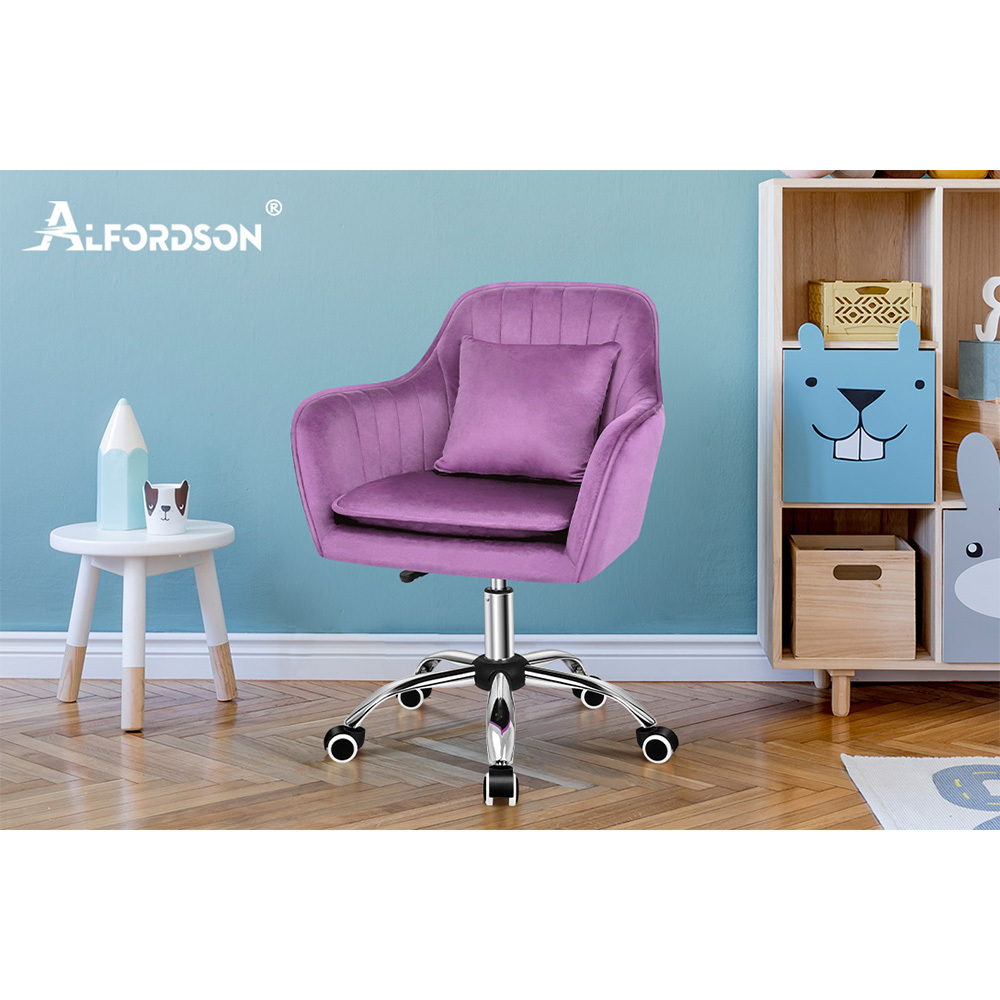 Purple velvet swivel shop chair
