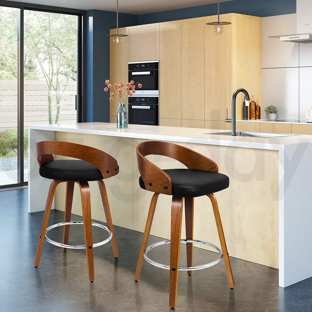 ALFORDSON Kitchen Bar Stools Wooden Swivel Leather Metal Dining Chair x2/x4 - Picture 387 of 1,020