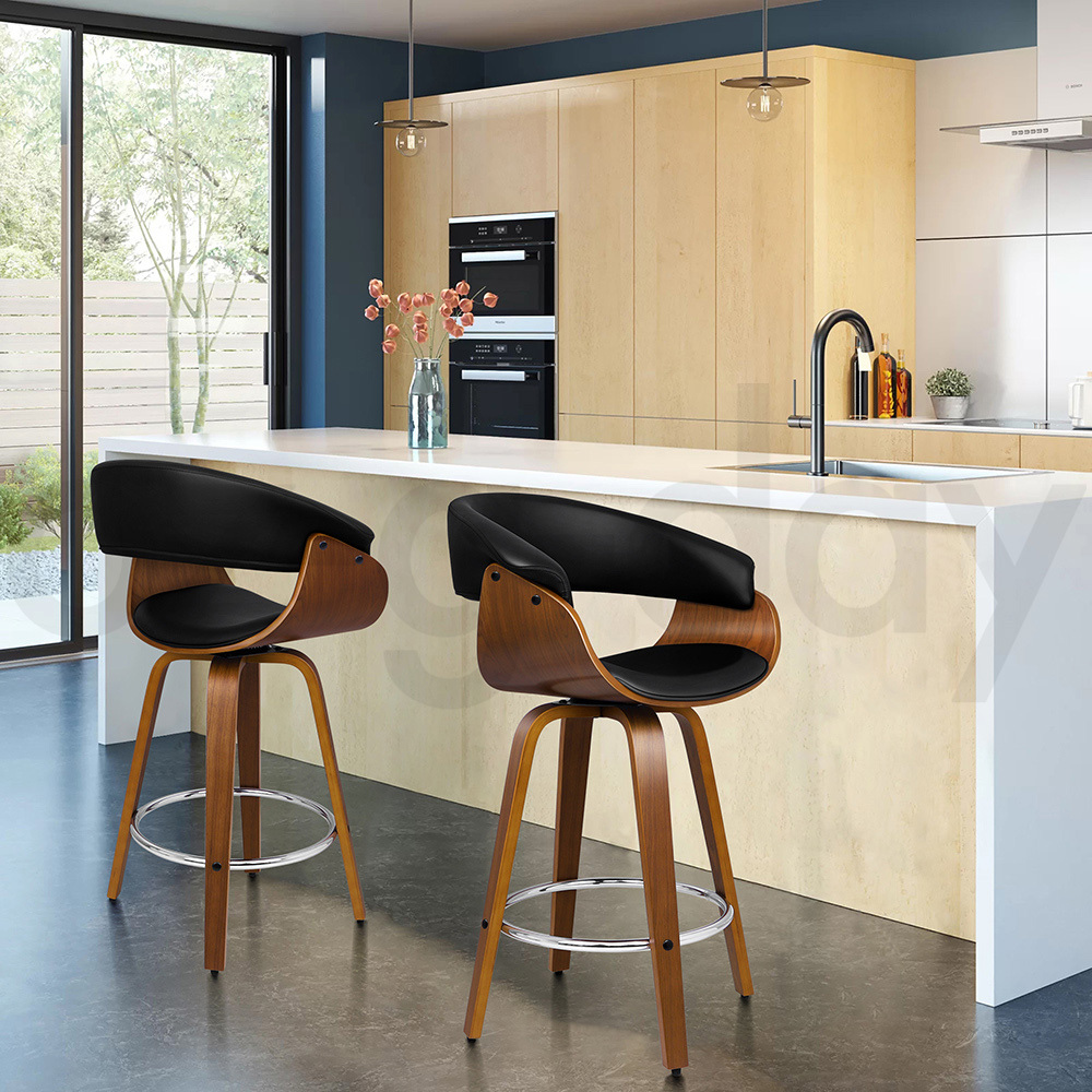 ALFORDSON Kitchen Bar Stools Wooden Swivel Leather Metal Dining Chair x2/x4 - Picture 959 of 1,020