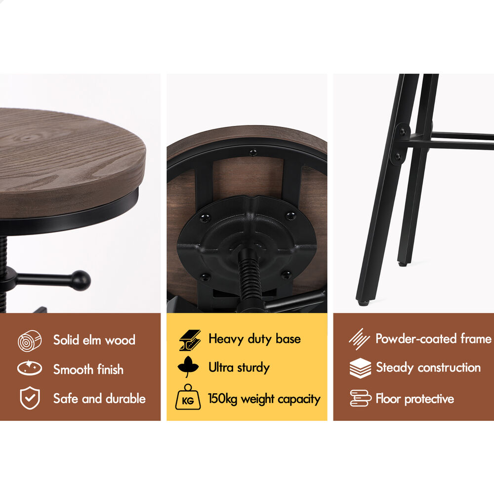 ALFORDSON Kitchen Bar Stools Wooden Swivel Leather Metal Dining Chair x2/x4 - Picture 871 of 1,020