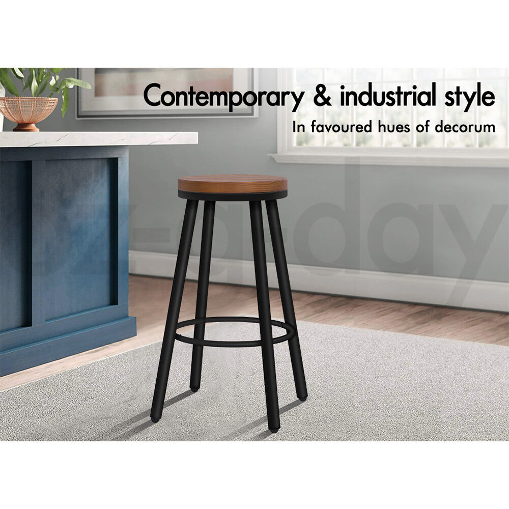 ALFORDSON Bar Stools Kitchen Wooden Swivel Leather Metal Dining Chair x2/x4 - Picture 5 of 94