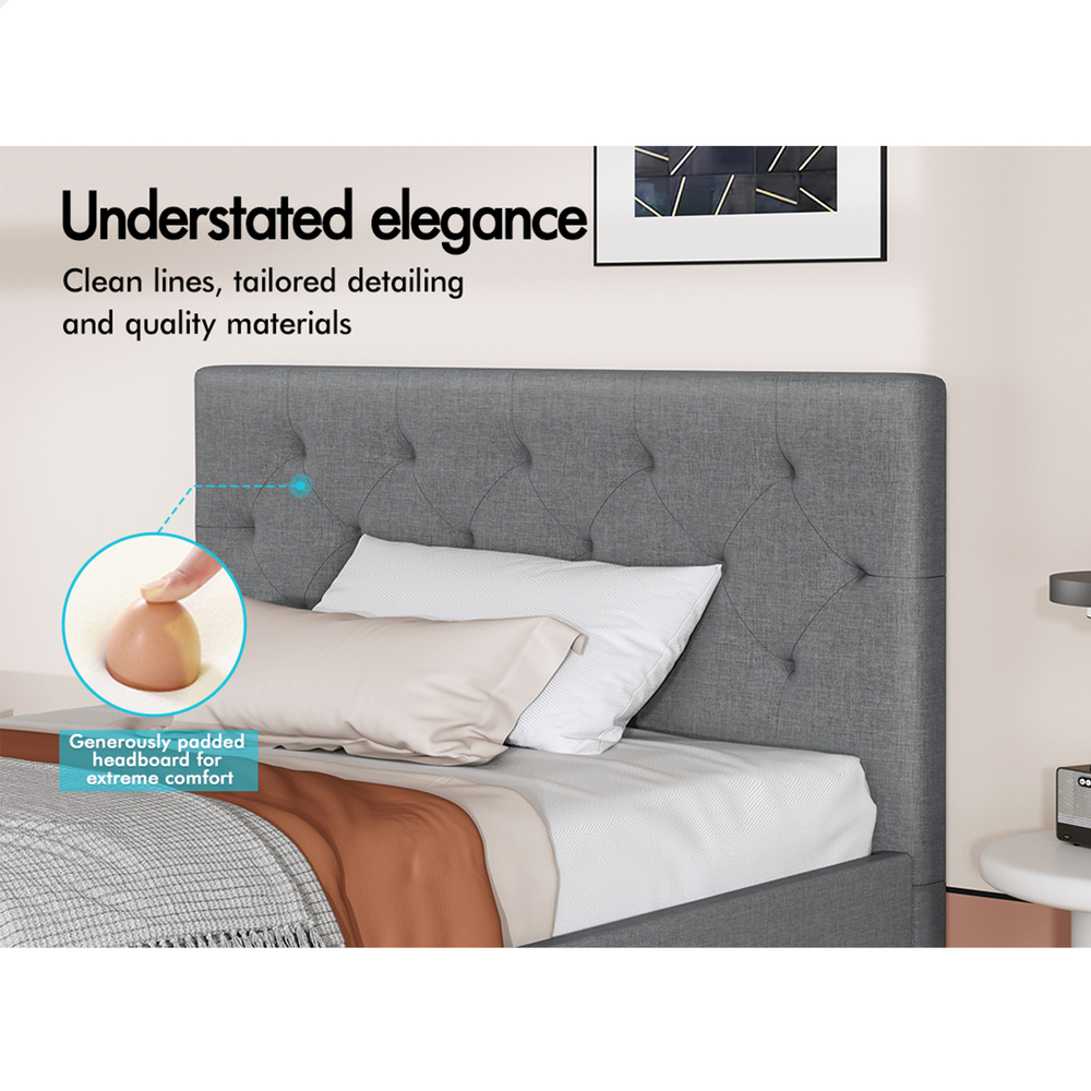 ALFORDSON Bed Frame Queen Double King Single Wooden Base Platform Grey Fabric - Picture 53 of 62