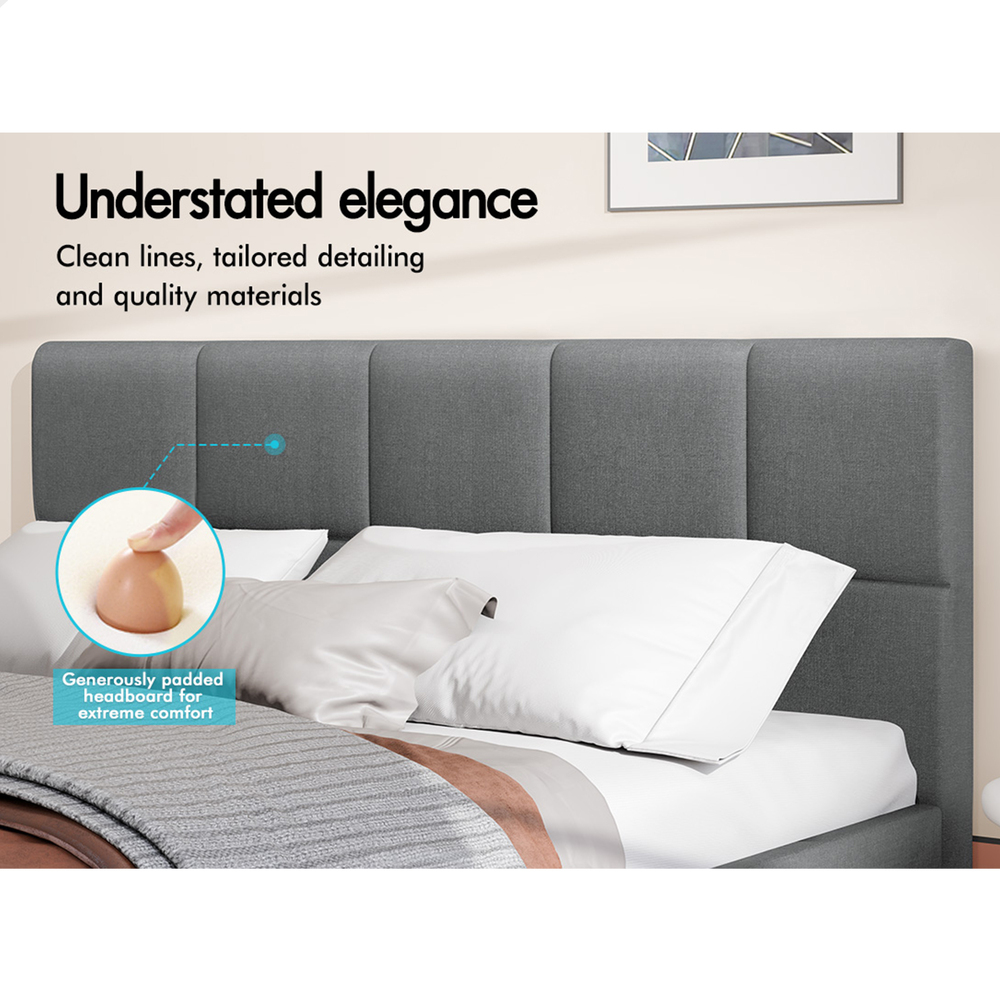 ALFORDSON Bed Frame Queen Double King Single Base Wooden Slats Fabric Grey - Picture 16 of 61