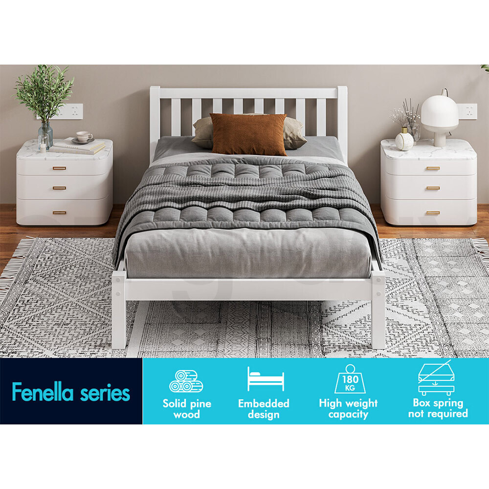 ALFORDSON Bed Frame Queen Double King Single Size Wooden Mattress Base White/Oak - Picture 87 of 864