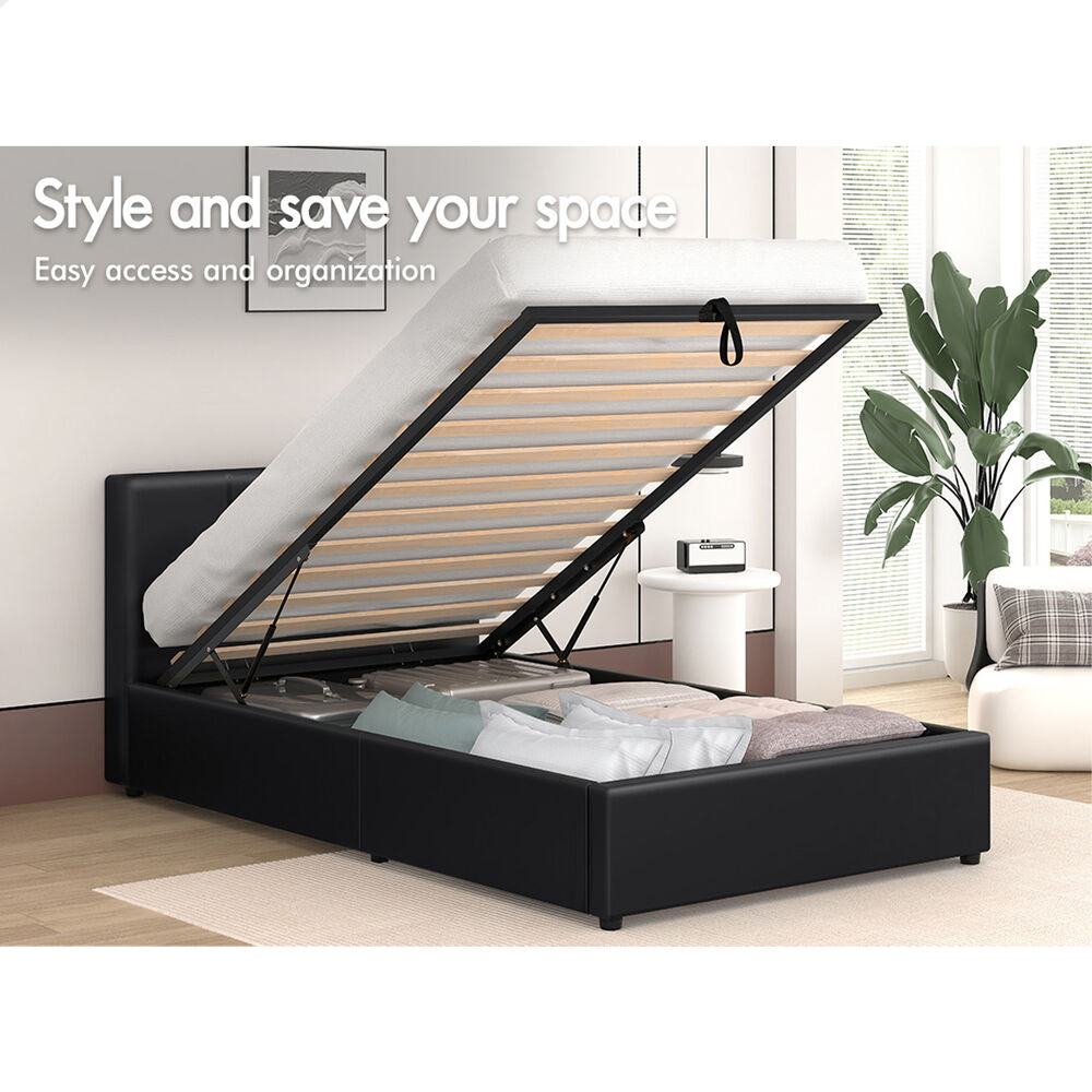ALFORDSON Bed Frame Double Queen King RGB LED Gas Lift Storage Base Leather - Picture 245 of 1,903