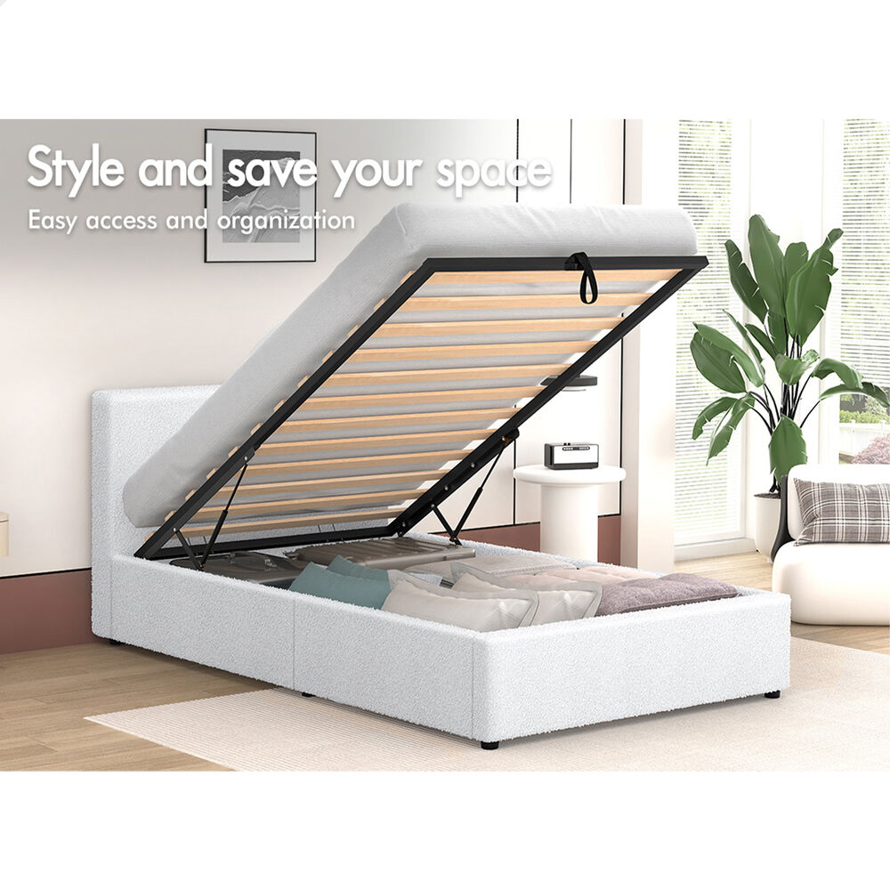 ALFORDSON Bed Frame Double Queen King RGB LED Gas Lift Storage Base Leather - Picture 257 of 1,903
