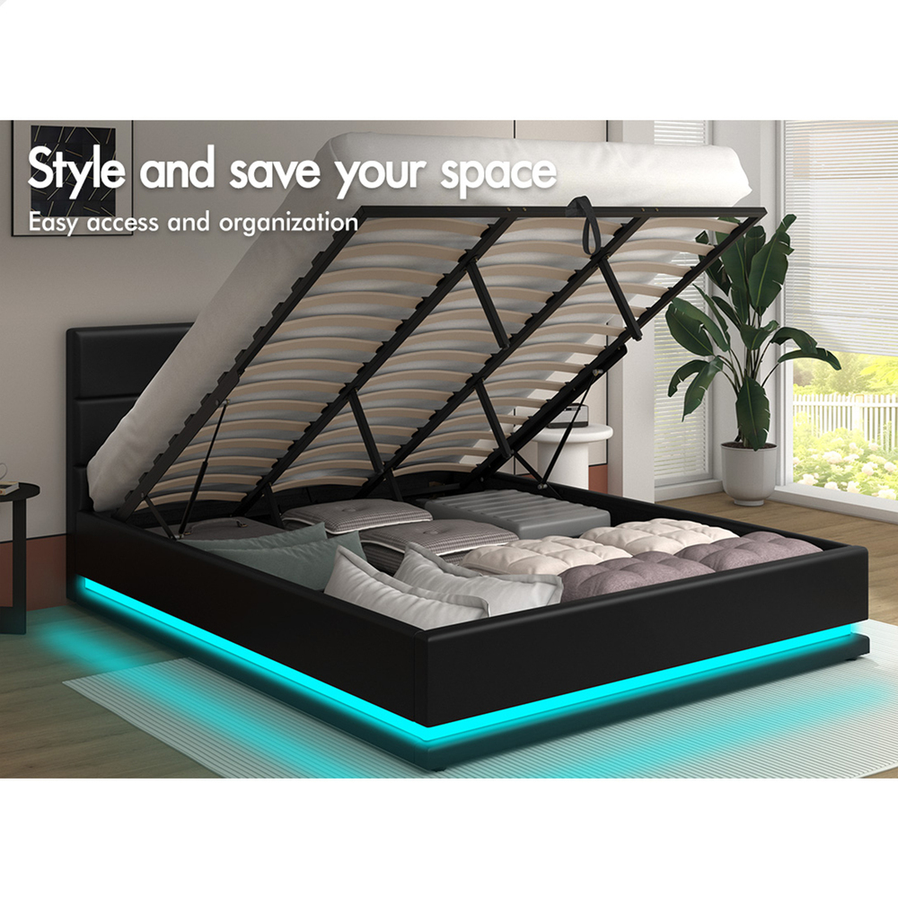 ALFORDSON Bed Frame Queen Double King Single RGB LED Gas Lift Storage Base - Picture 100 of 301