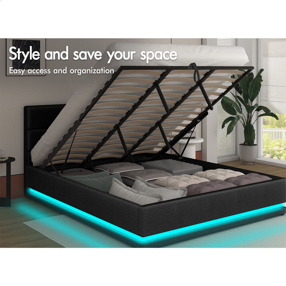 ALFORDSON Bed Frame Queen Double King Single RGB LED Gas Lift Storage Base - Picture 76 of 301