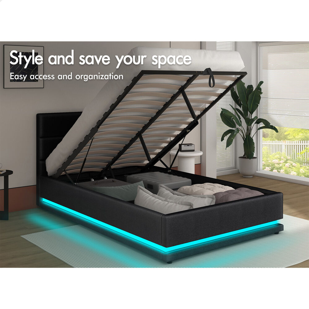 ALFORDSON Bed Frame Queen Double King Single RGB LED Gas Lift Storage Base - Picture 136 of 301