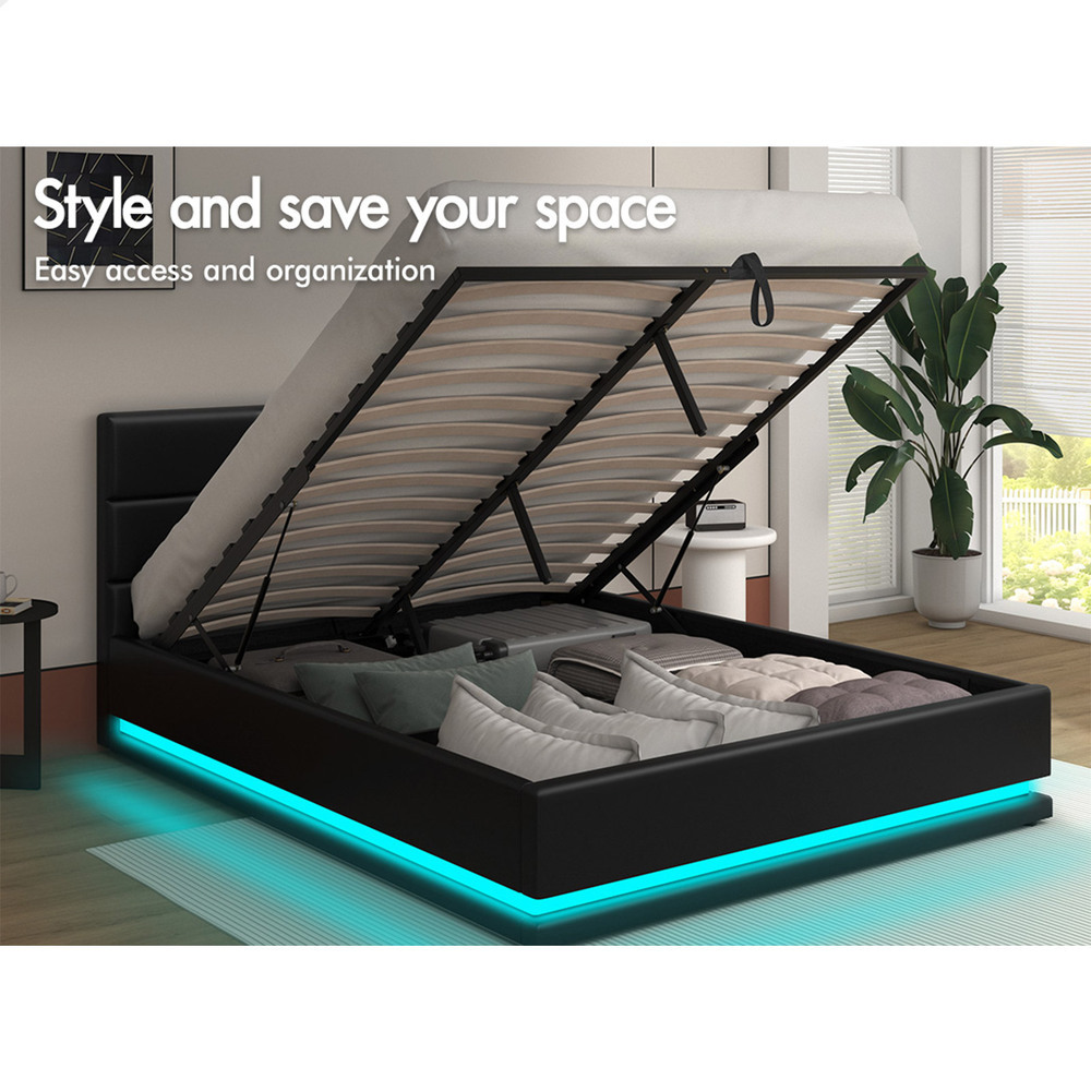 ALFORDSON Bed Frame Queen Double King Single RGB LED Gas Lift Storage Base - Picture 220 of 301