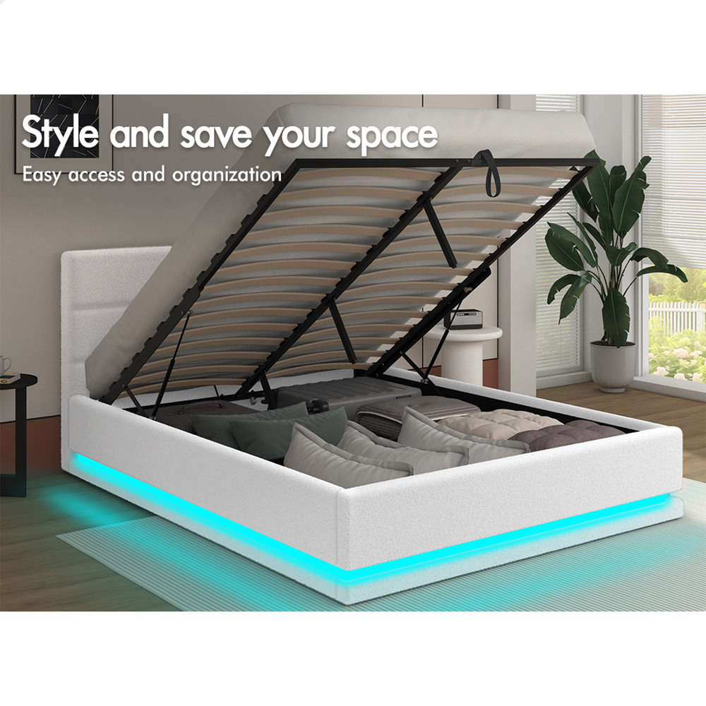 ALFORDSON Bed Frame Queen Double King Single RGB LED Gas Lift Storage Base - Picture 184 of 301