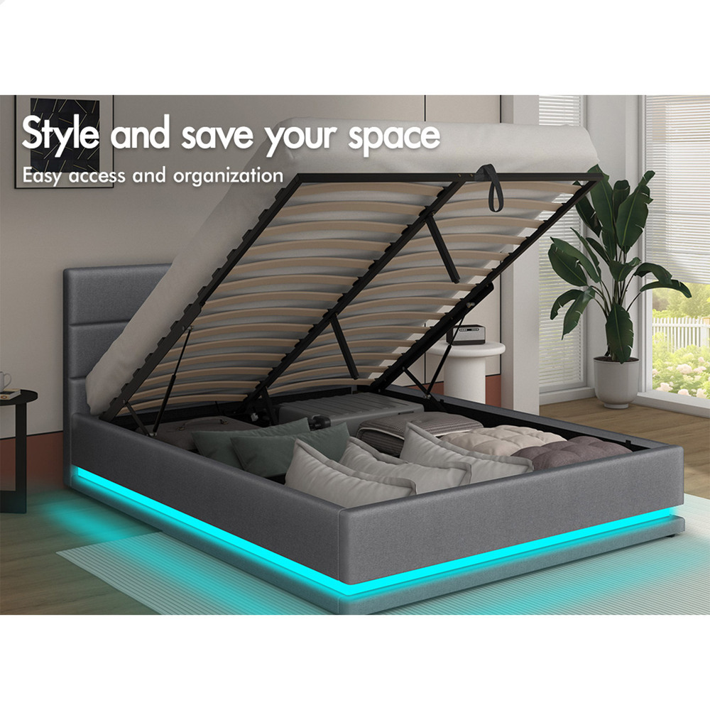 ALFORDSON Bed Frame Queen Double King Single RGB LED Gas Lift Storage Base - Picture 208 of 301