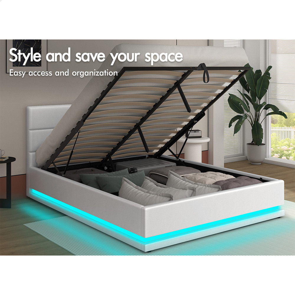 ALFORDSON Bed Frame Queen Double King Single RGB LED Gas Lift Storage Base - Picture 232 of 301