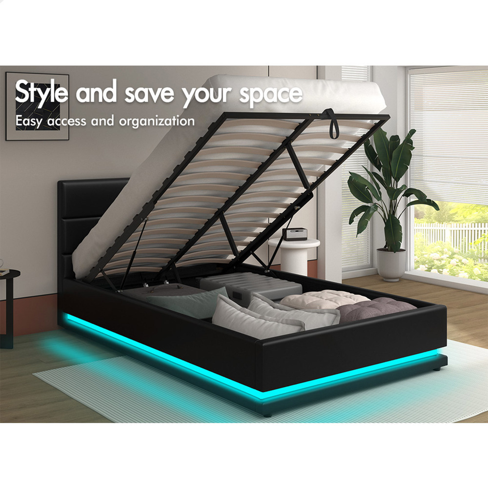 ALFORDSON Bed Frame Queen Double King Single RGB LED Gas Lift Storage Base - Picture 280 of 301