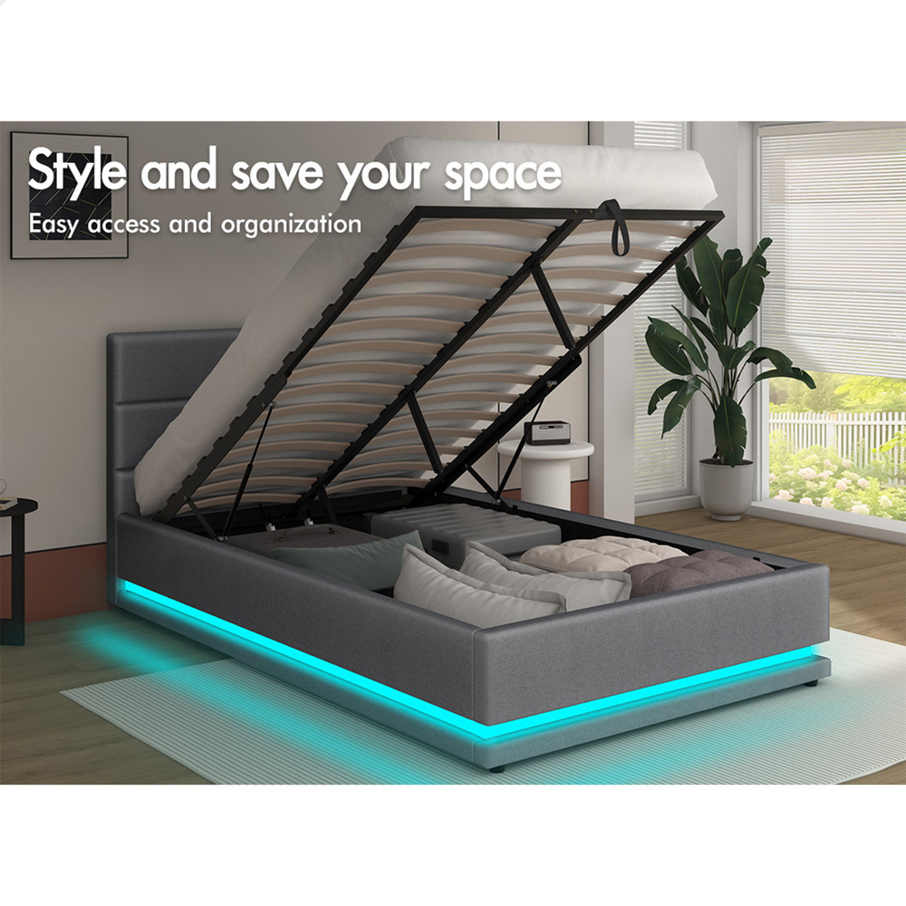 ALFORDSON Bed Frame Queen Double King Single RGB LED Gas Lift Storage Base - Picture 268 of 301