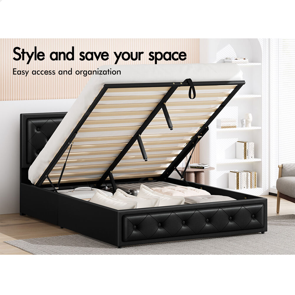 ALFORDSON Bed Frame Double Queen King RGB LED Gas Lift Storage Base Leather - Picture 593 of 1,903