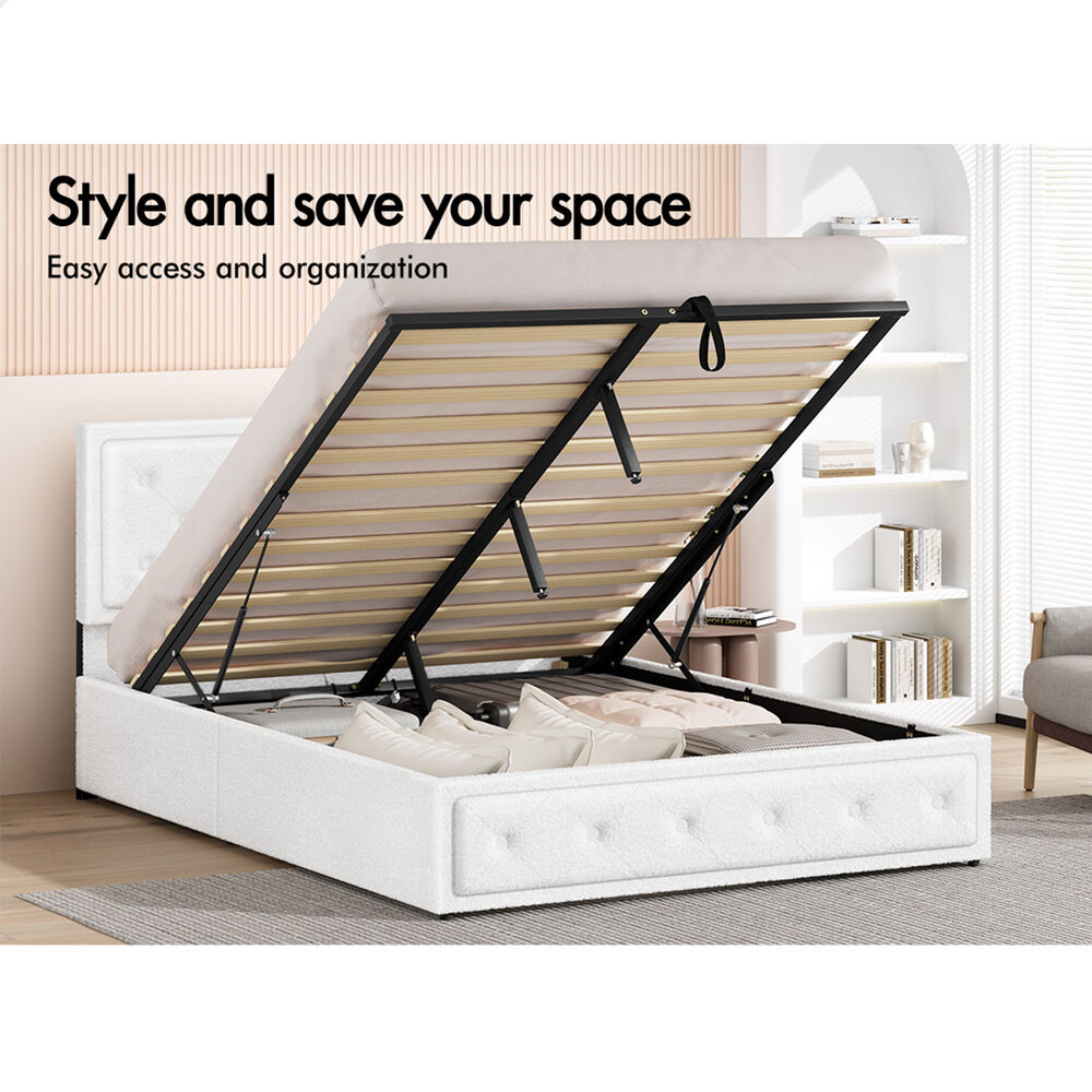 ALFORDSON Bed Frame Double Queen King RGB LED Gas Lift Storage Base Leather - Picture 1,871 of 1,903
