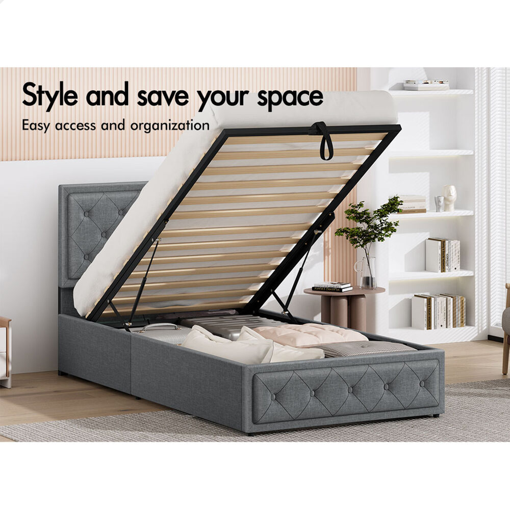 ALFORDSON Bed Frame Double Queen King RGB LED Gas Lift Storage Base Leather - Picture 640 of 1,903