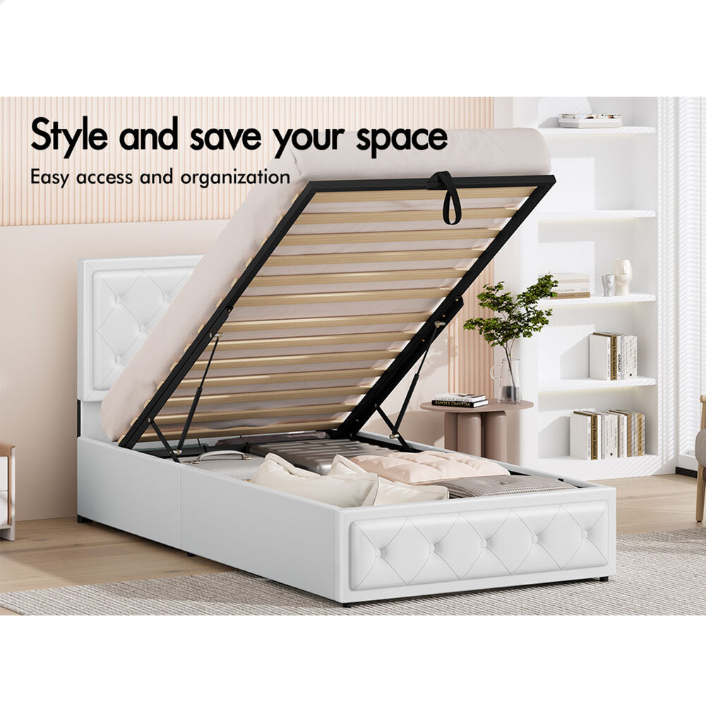 ALFORDSON Bed Frame Double Queen King RGB LED Gas Lift Storage Base Leather - Picture 651 of 1,903